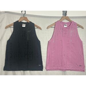 Reebok Burnout Tie Dye Racerback Tank Top Set Black Pink Medium
